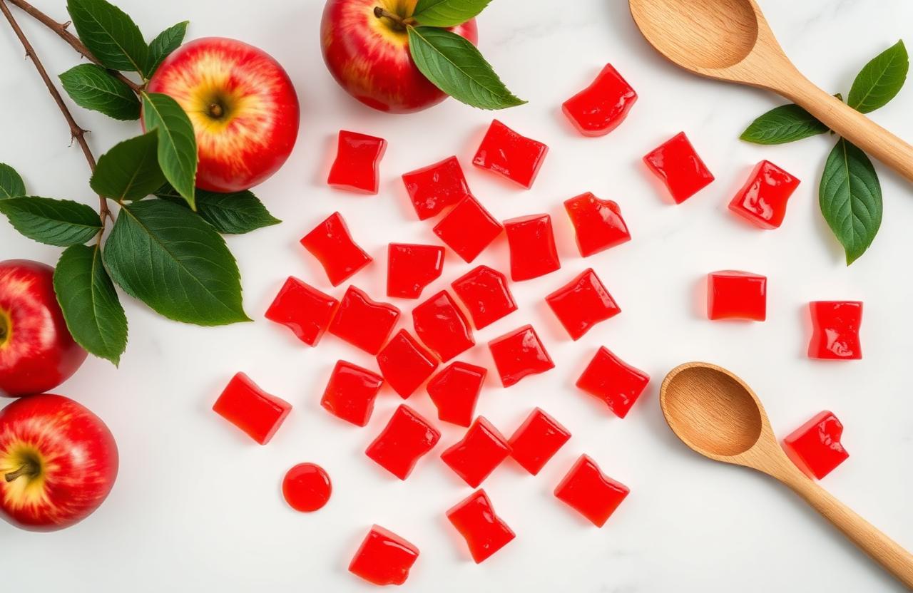 Apple cider vinegar gummies with fresh apples